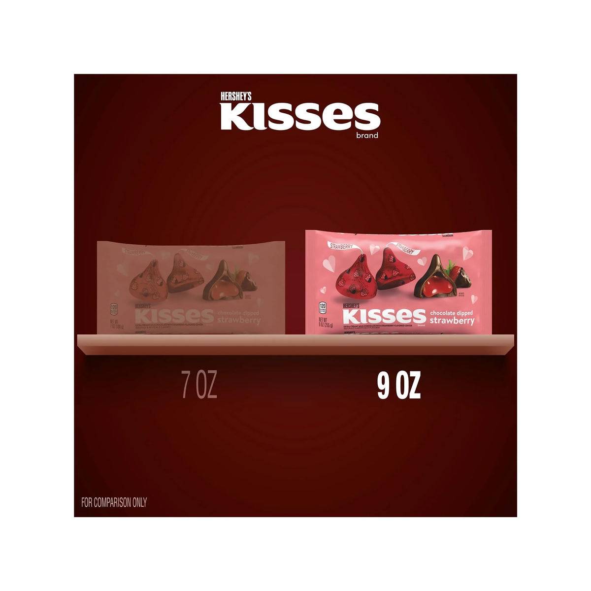 Hershey's chocolate-dipped strawberry Kisses foil-wrapped packs, great for card surprises.