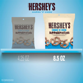 HERSHEY'S Cookies 'n' Creme Dipped Pretzels—resealable bag keeps freshness for later.