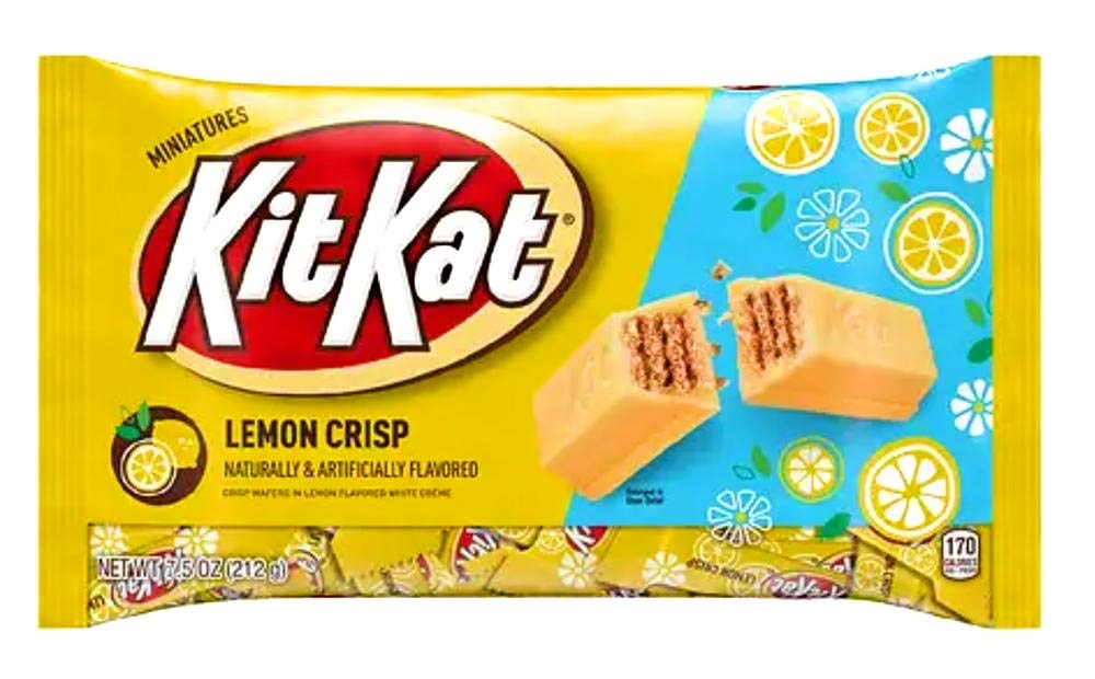 Hershey's Easter KitKat Miniatures Lemon Crisp bag showing lemon creme wafers for Easter snacking