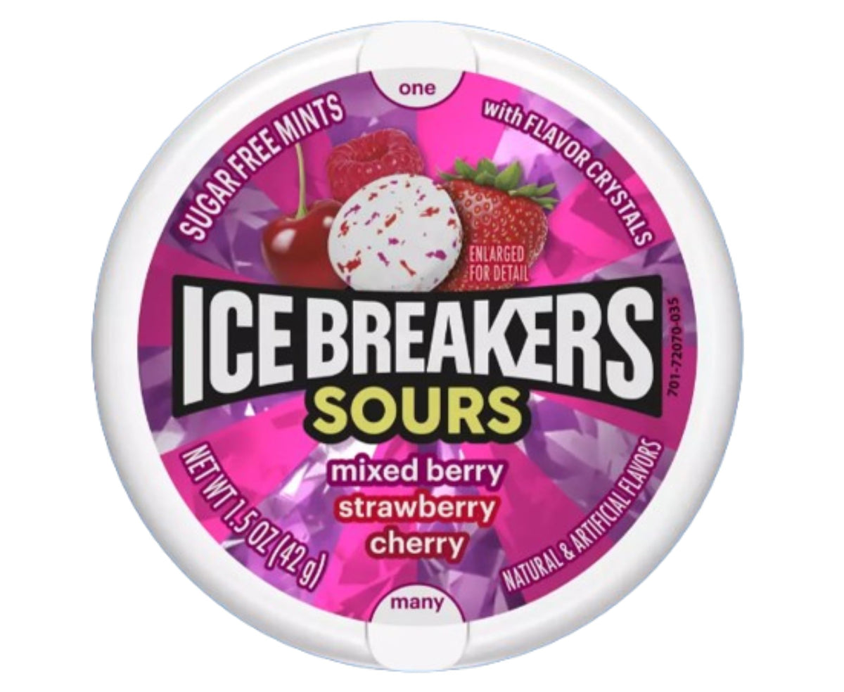 Hershey's Ice Breakers Sours mint texture closeup with bright flavor