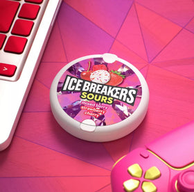 Hershey's Ice Breakers Sours on-the-go shot emphasizes easy stash