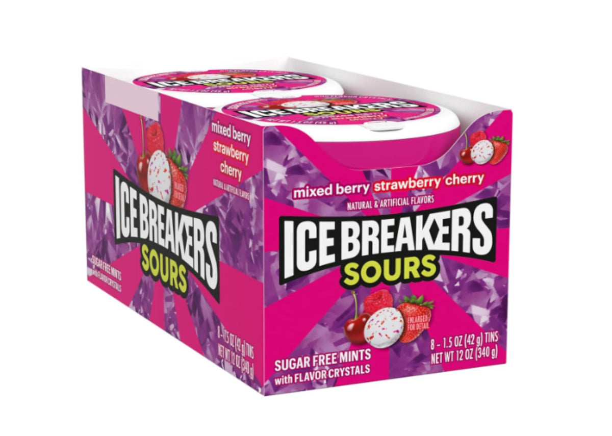 Hershey's Ice Breakers Sours sugar-free tag communicates lighter indulgence