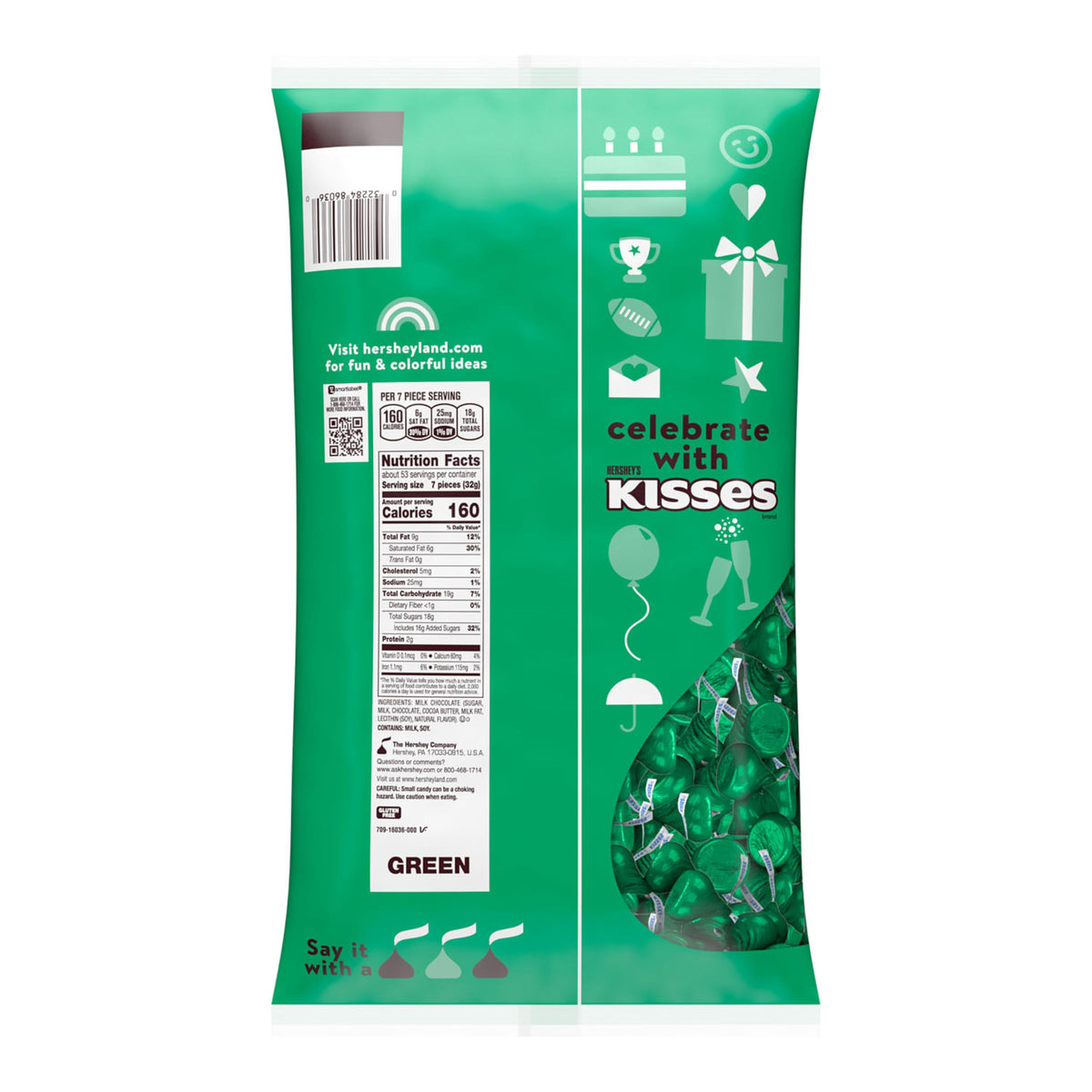 Hershey's KISSES green foil wrappers adding festive flair