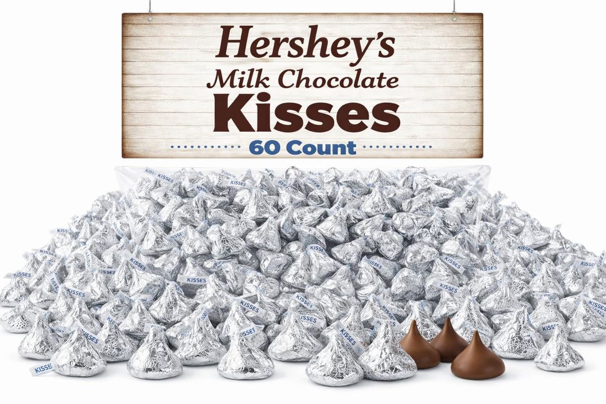Hershey's Kisses milk chocolate bulk bag with silver foil wrap ideal for party favors