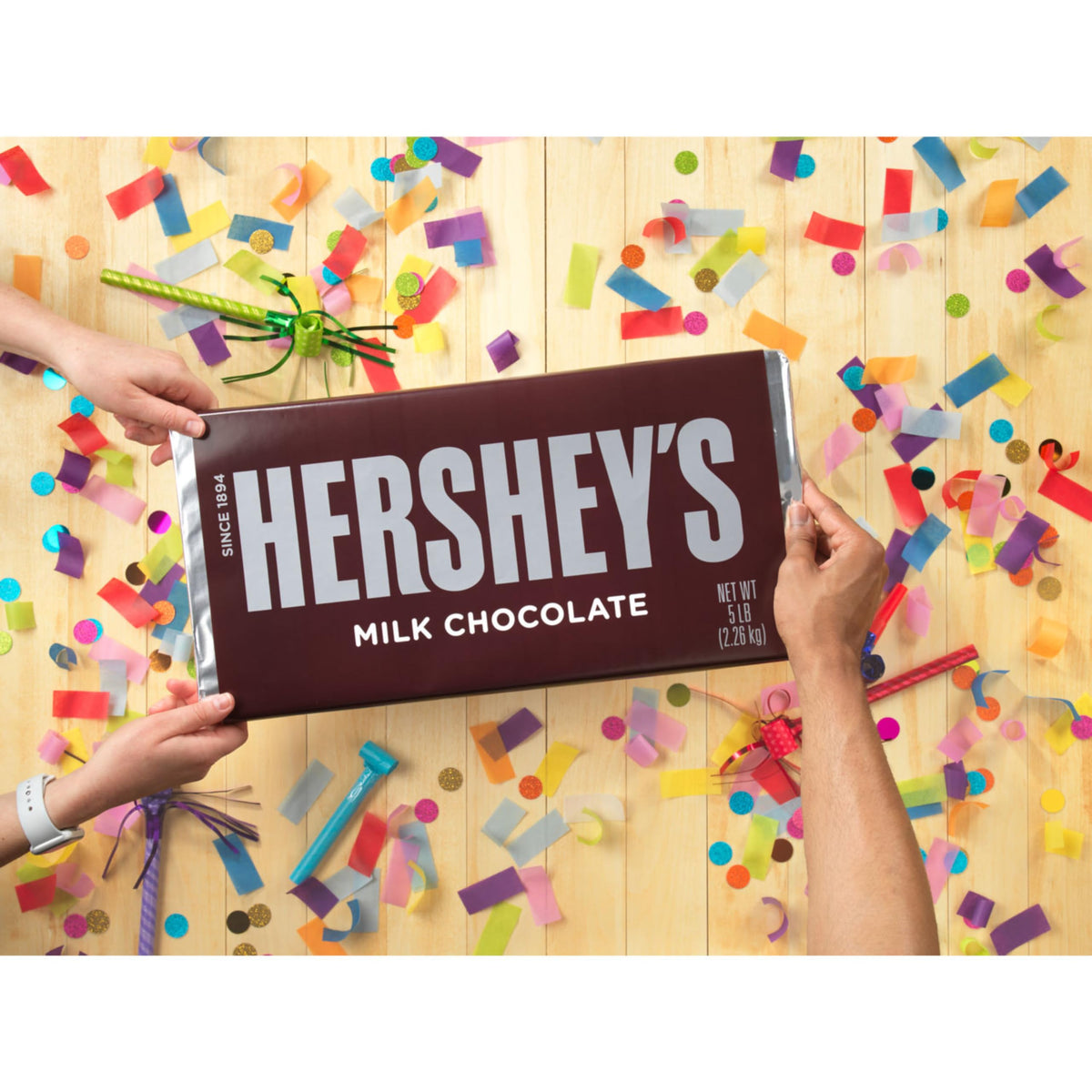 Hershey's Milk Chocolate Bar 5lb s'more setup for cozy campfires