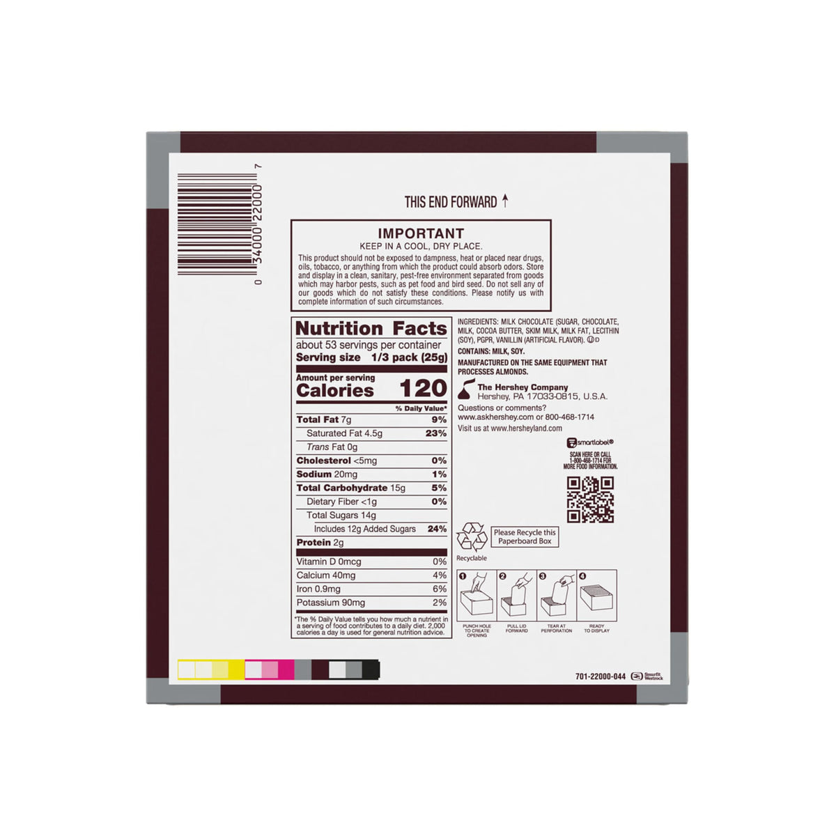 HERSHEY'S Milk Chocolate bars individually wrapped for on-the-go snacking