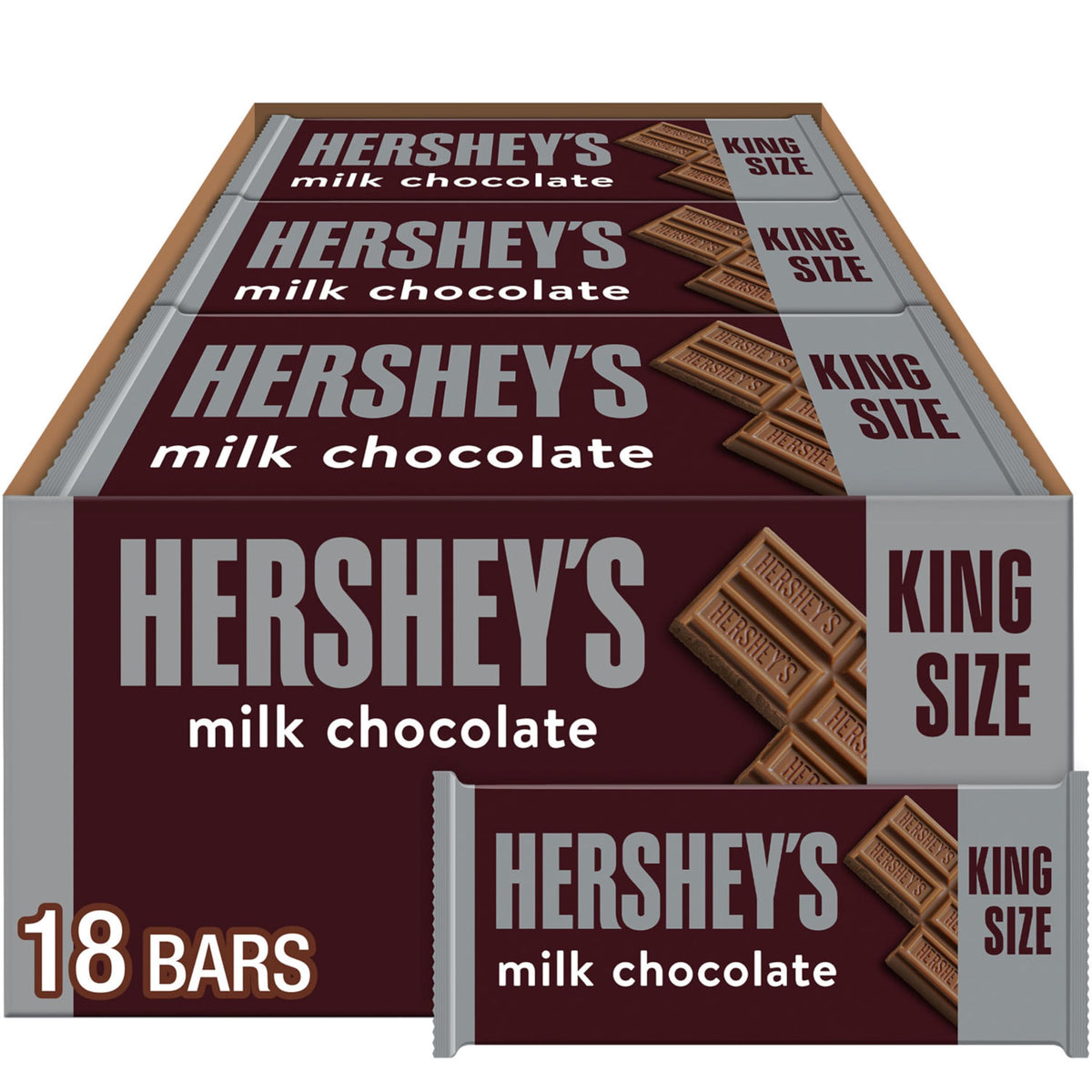HERSHEY'S Milk Chocolate King Size bars in a bulk box, ideal for sharing at gatherings