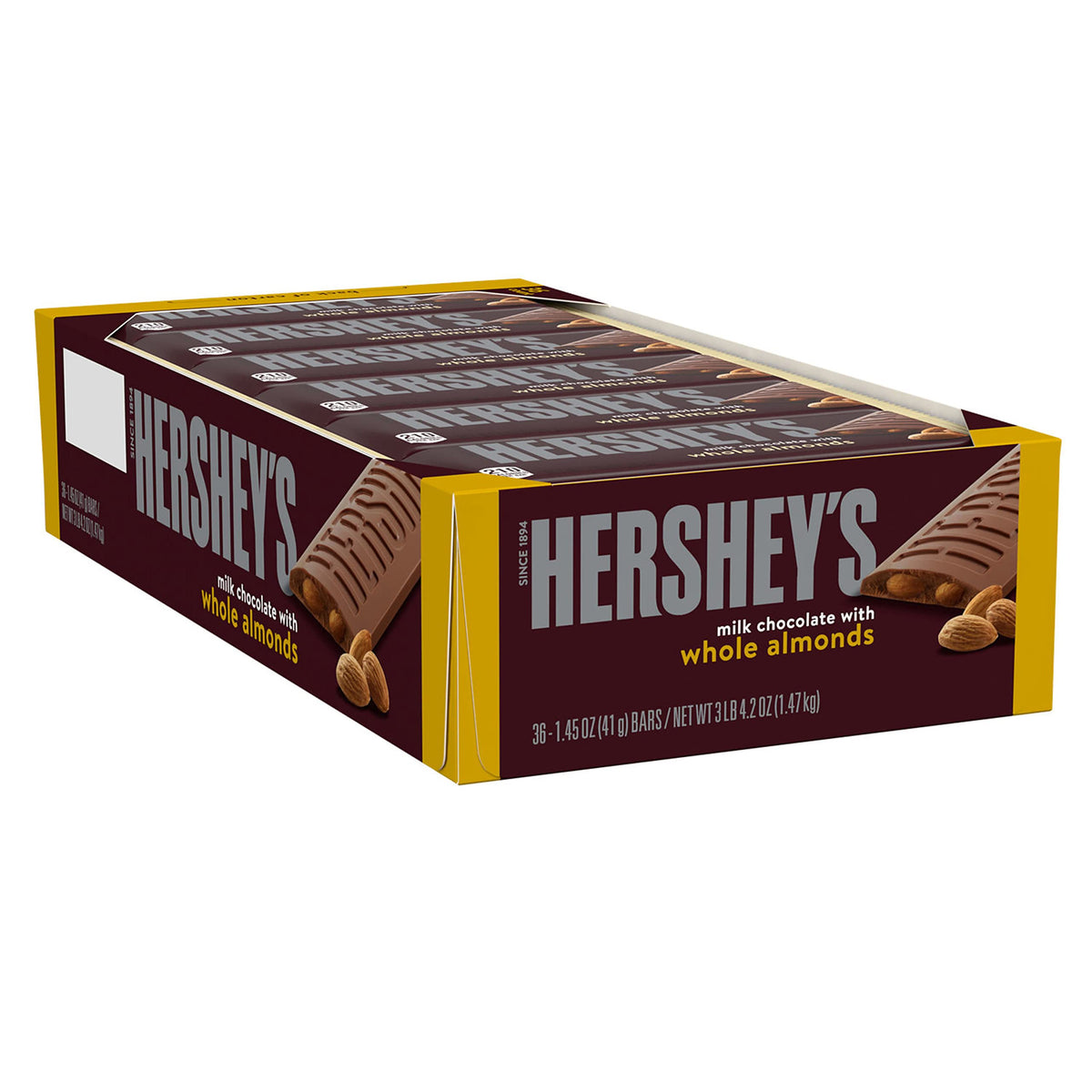 Hershey's almond bars arranged on a snack tray for easy sharing.