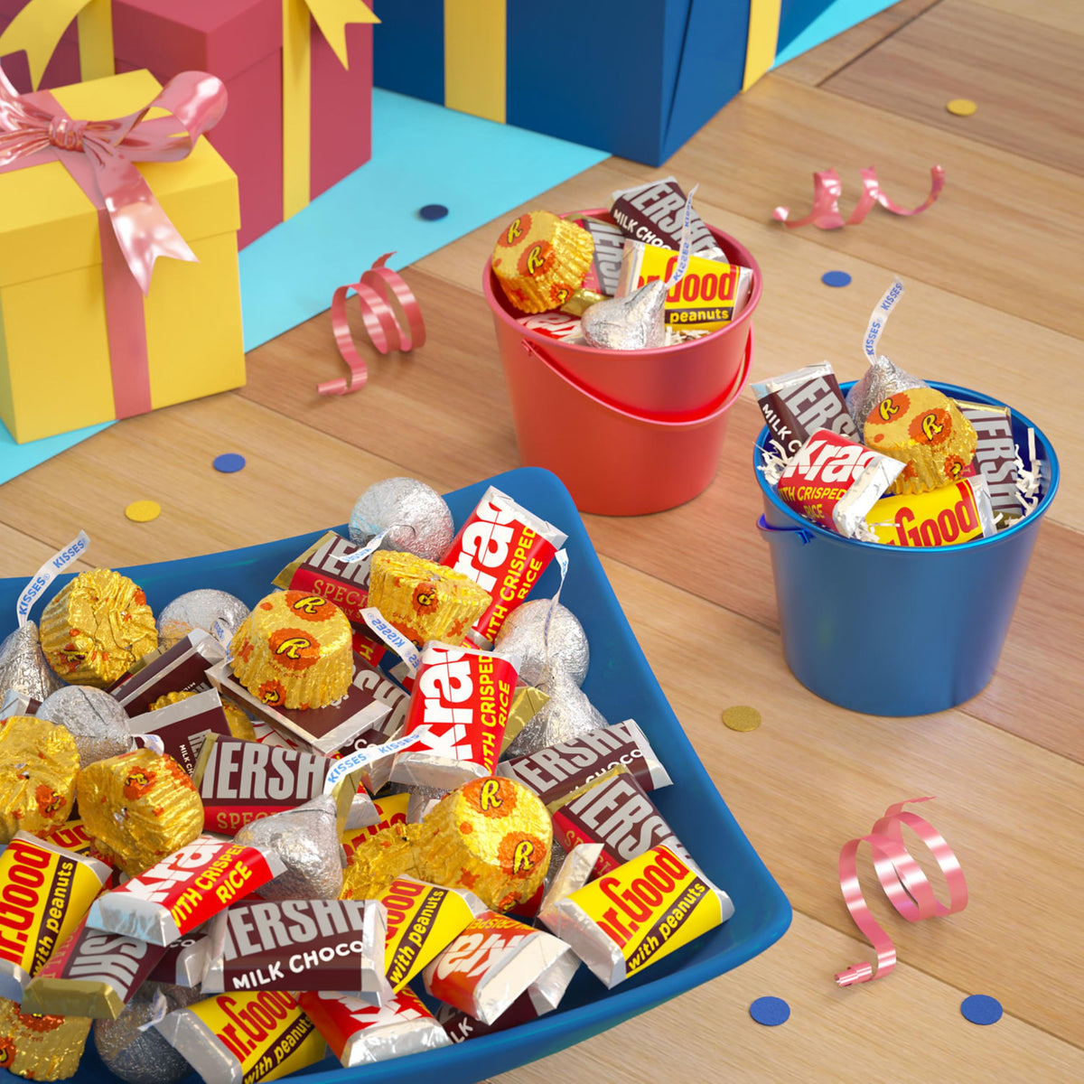 HERSHEY'S Miniatures assorted candy, perfect for sharing on snack days.