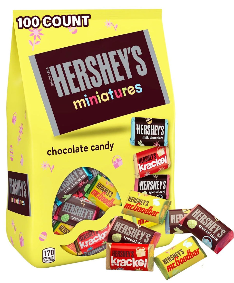 HERSHEY'S Miniatures Easter assortment 100-count pack ideal for sharing.