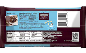 Hershey's Premier White Baking Chips closeup showing smooth chips ideal for melting.