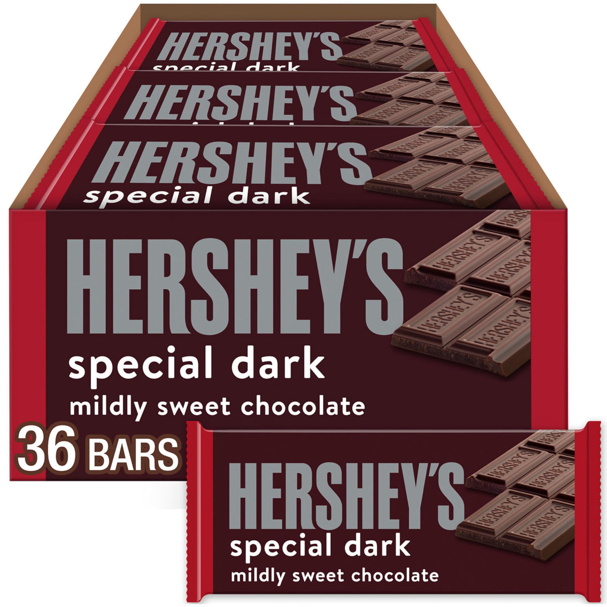 HERSHEY'S SPECIAL DARK Mildly Sweet bulk box of 36 bars ready for sharing and gifting