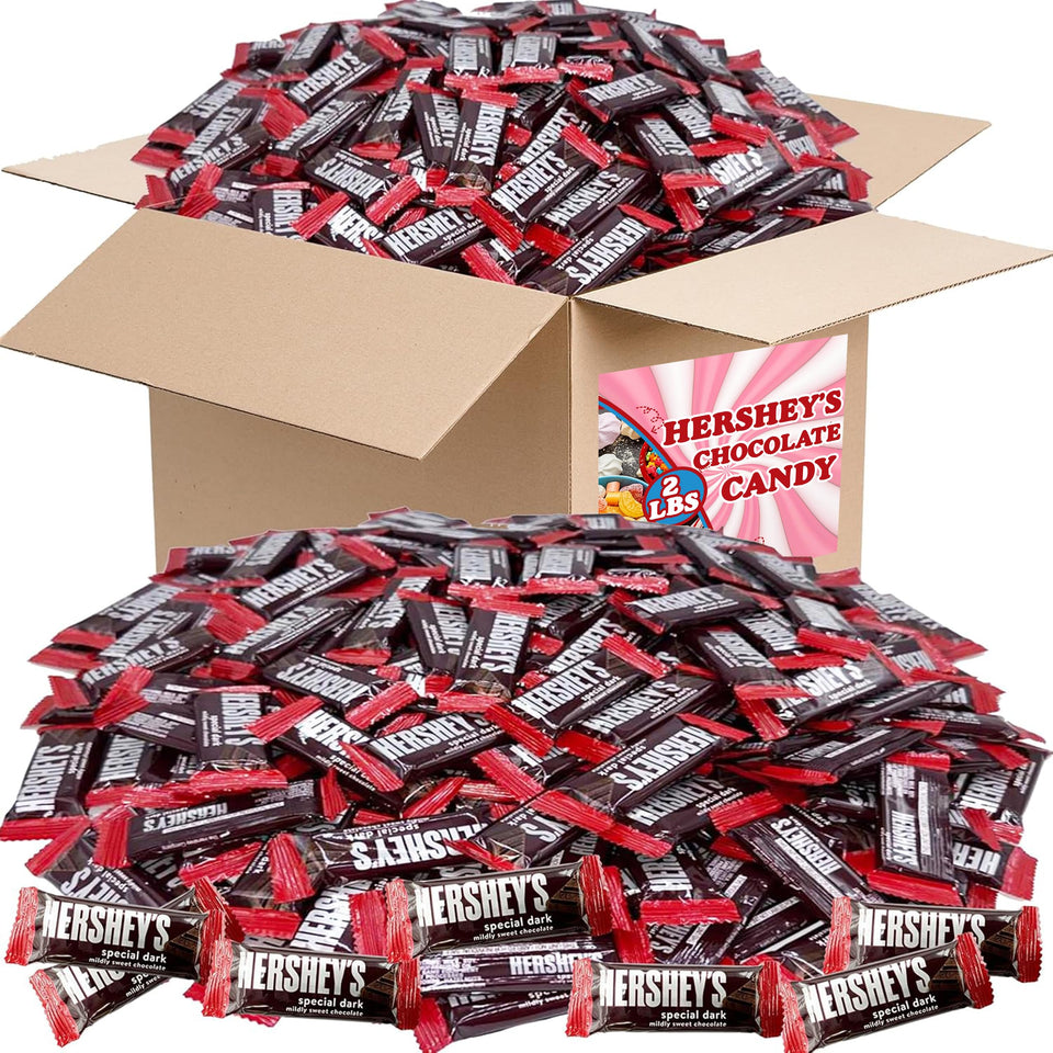 Hershey's Special Dark mini bars in bulk bag, a rich snack for gatherings.