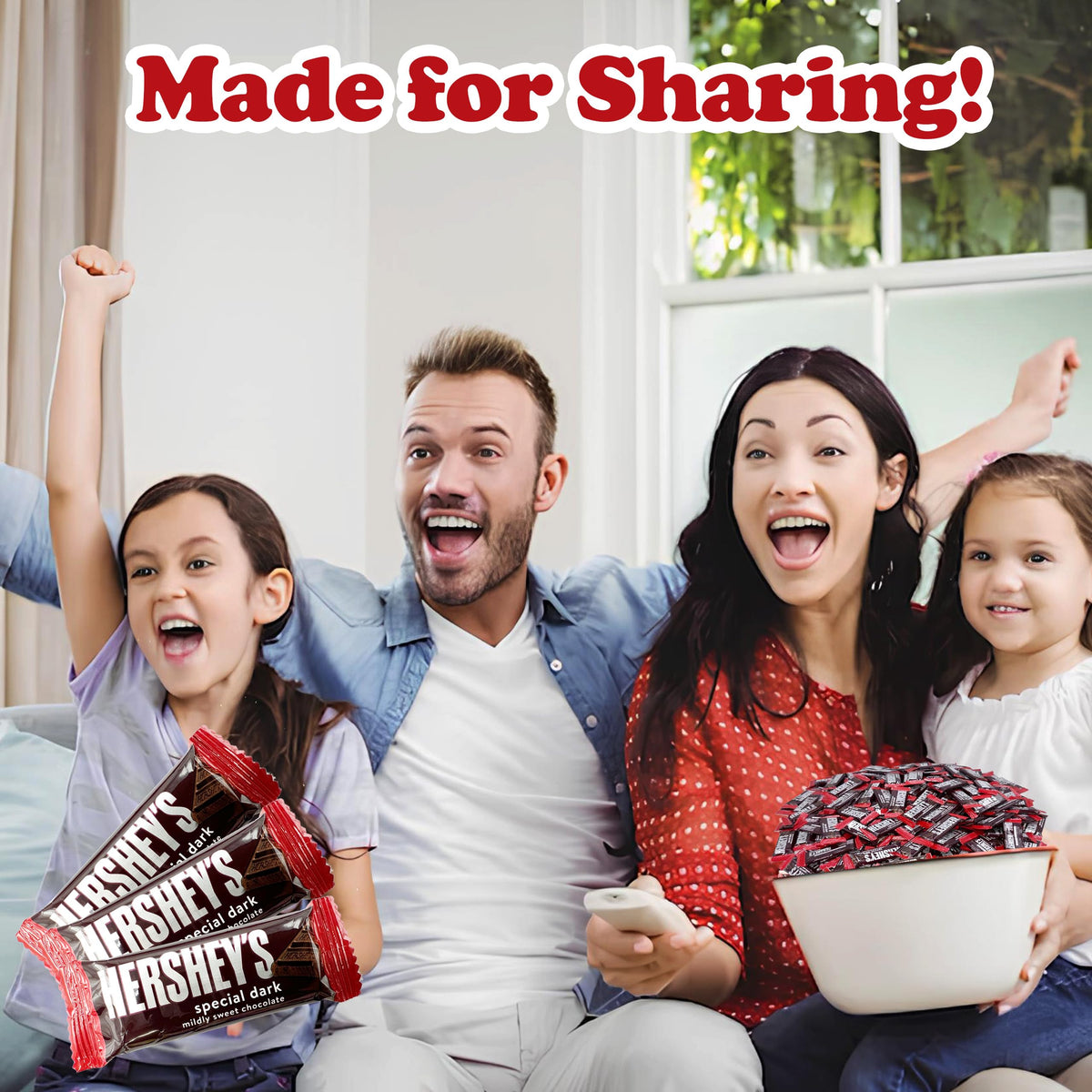 Hershey's Special Dark mini bars, individually wrapped for sharing at parties and events.