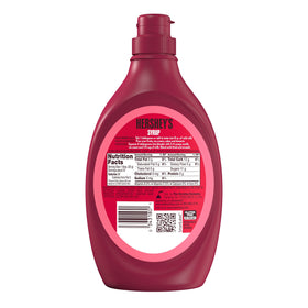 Hershey's Strawberry Syrup 22oz bottle top view, ideal for topping pancakes