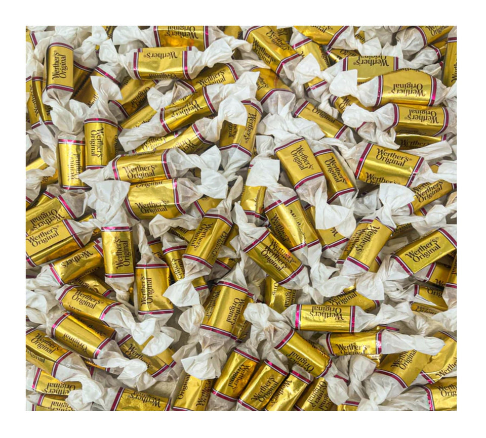 Hersheys Werther Soft Caramel Candies bag front, perfect for sharing at gatherings.