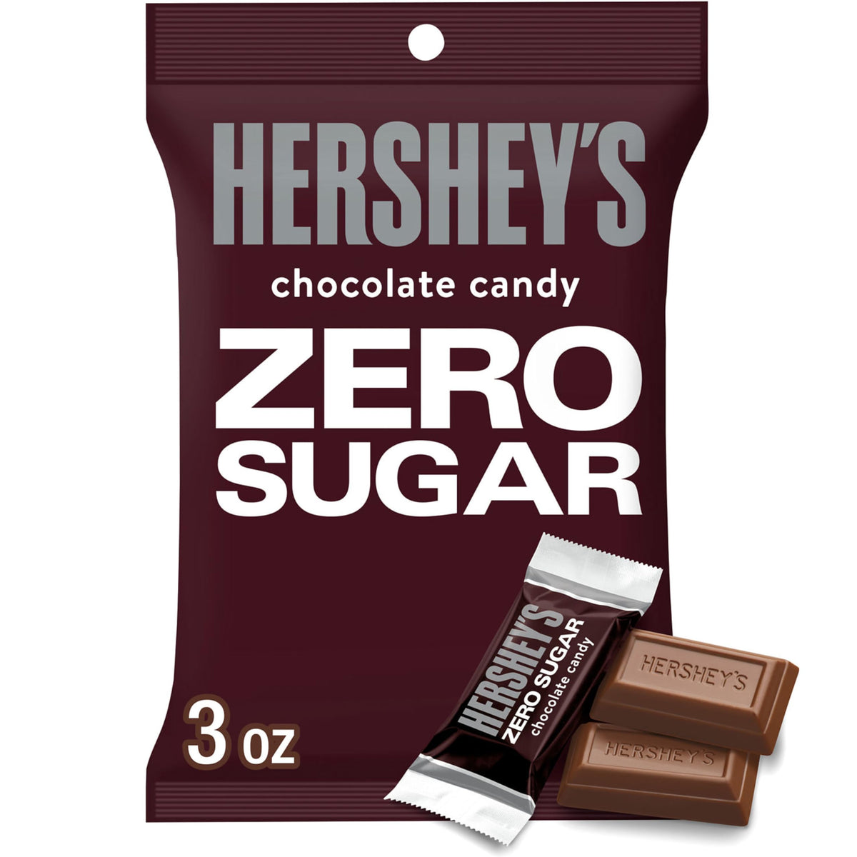 Hershey's Zero Sugar 3oz bags for easy grab-and-go sweetness.