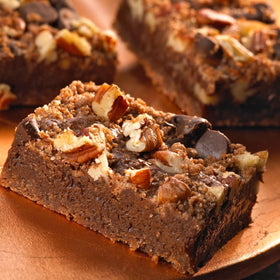 Hersheys Zero Sugar Chips in brownies for rich texture.