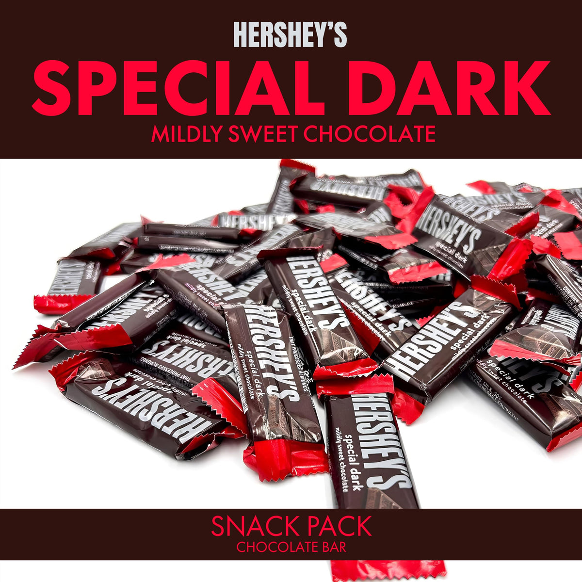 Hershys Special Dark Mildly Sweet Chocolate bars pack, convenient bulk candy for events.