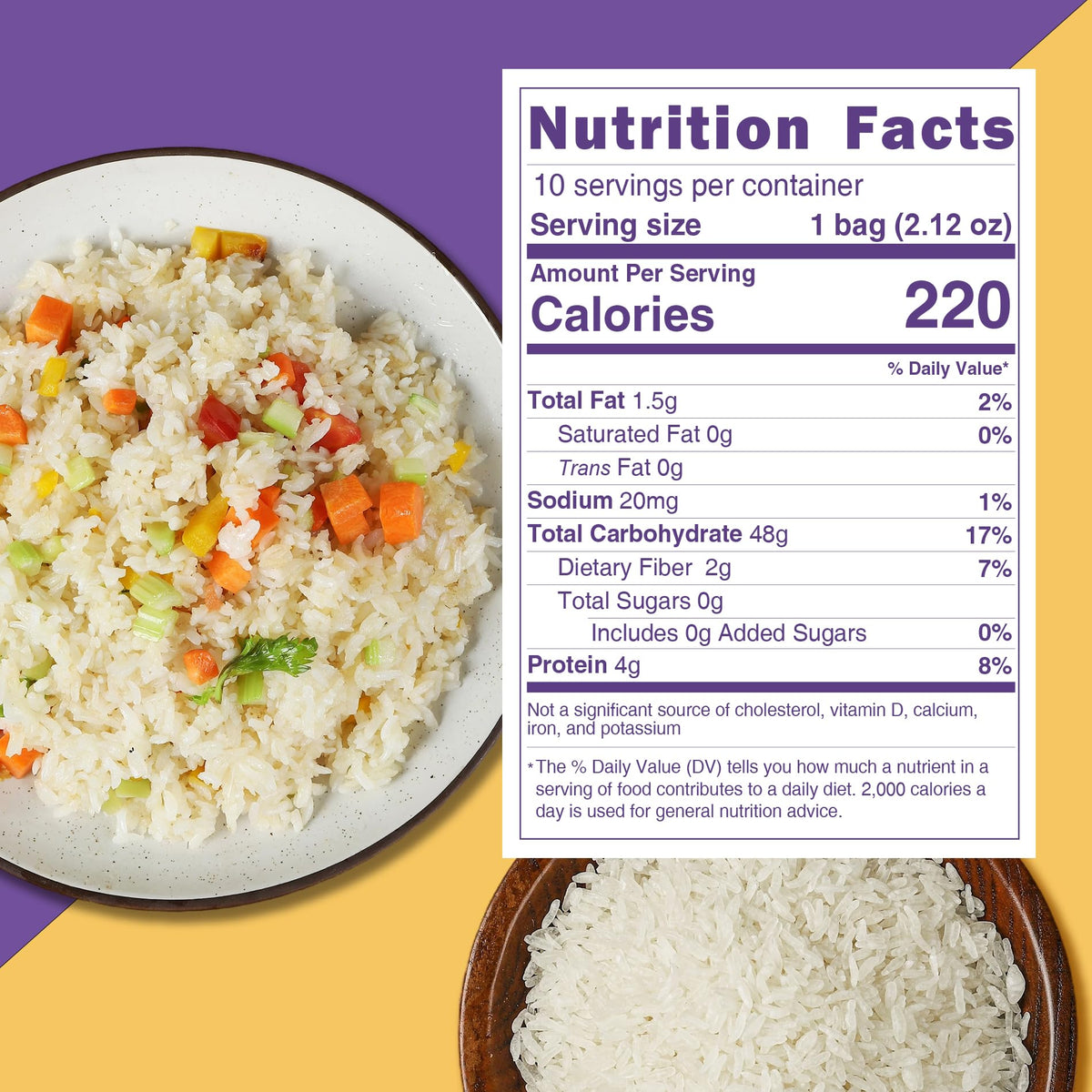 Hethstia konjac rice label highlights gluten-free and sugar-free ingredients.