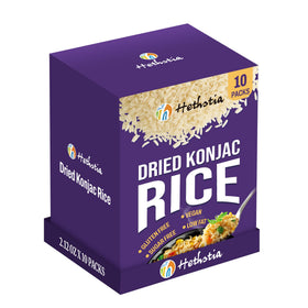 Hethstia dried konjac rice ten-pack box front for easy pantry storage.