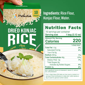 Hethstia Shirataki rice ready-to-serve bowl after hydration.