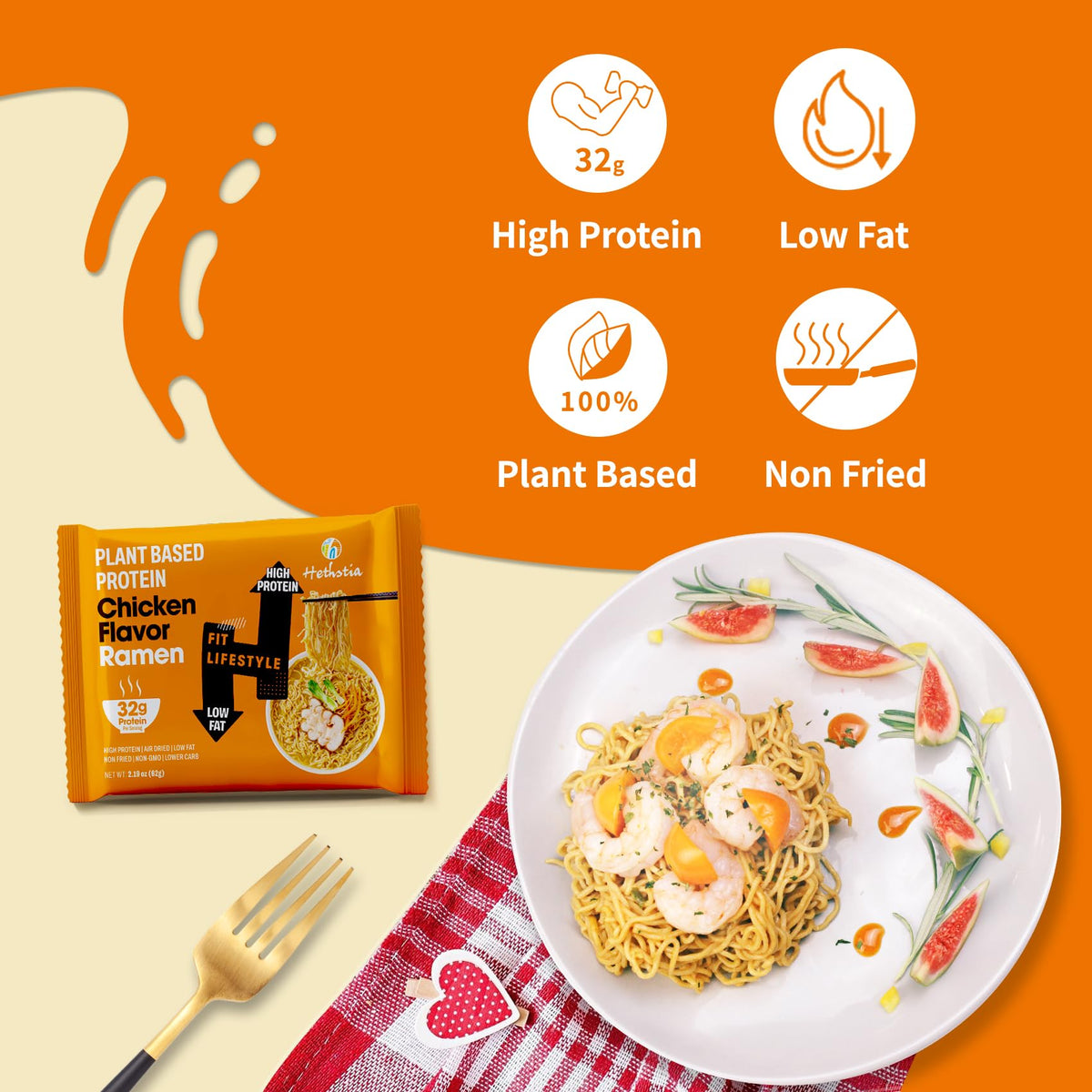Hethstia ramen bowl with chewy noodles and chicken-style flavor showcasing satisfaction