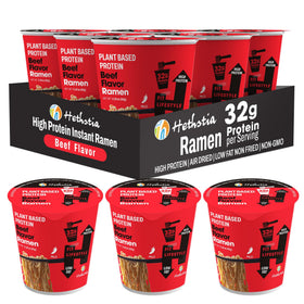 Hethstia ramen cup front view with 32g plant protein for active lifestyles