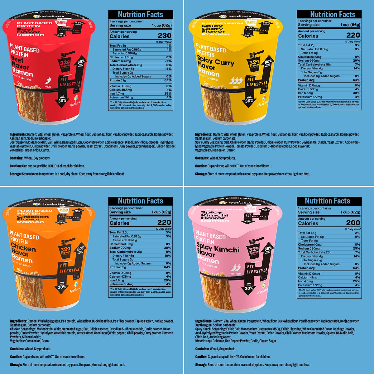 Hethstia spicy kimchi ramen cup delivering bold heat and vegan protein