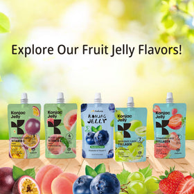 Hethstia Jelly nutrition panel highlighting low calories and Vitamin C.
