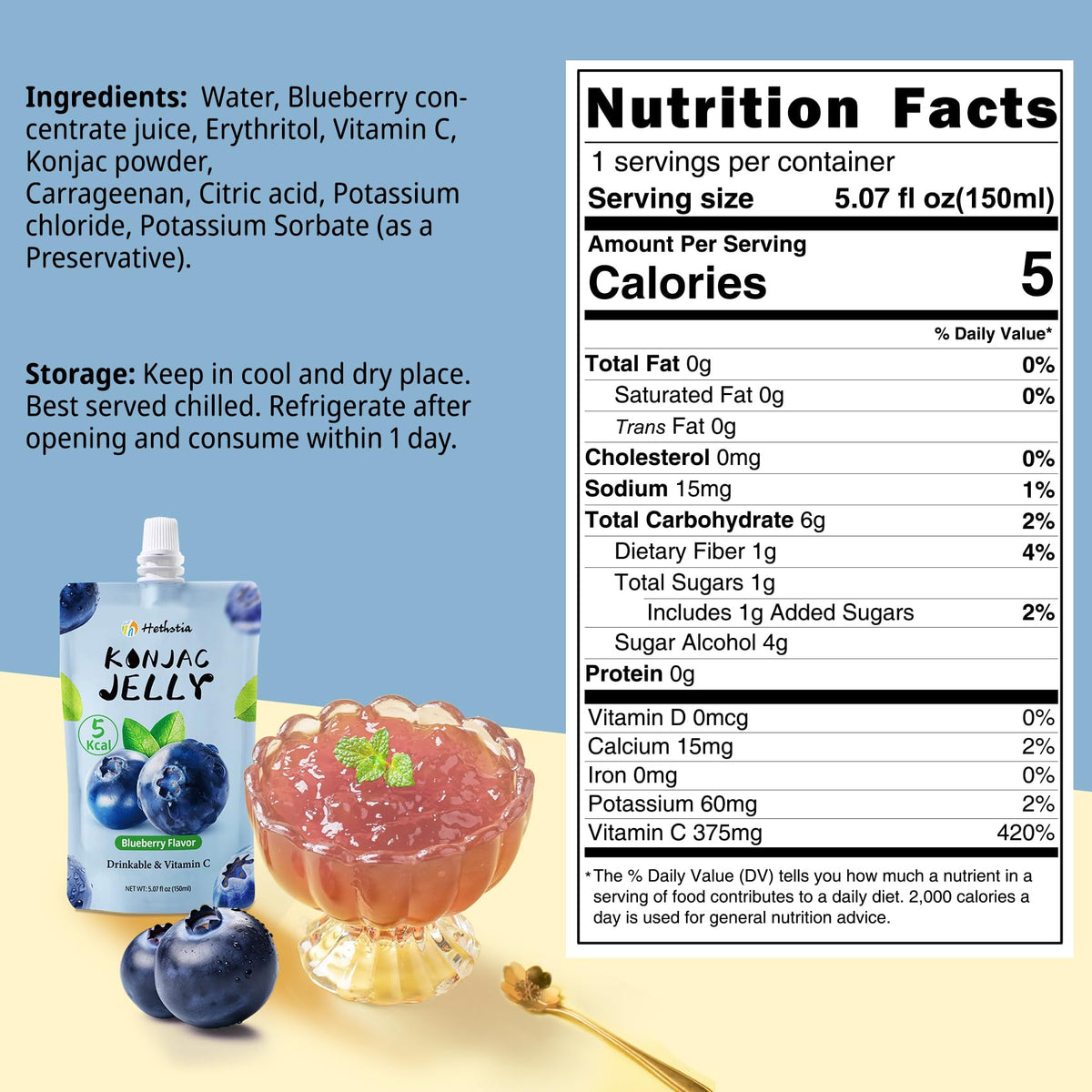Hethstia Konjac Jelly on-the-go pack ideal for work or travel.