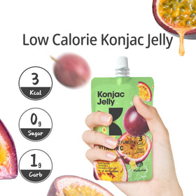 Cross-section view of Hethstia Konjac Jelly Passion Fruit showing smooth jelly