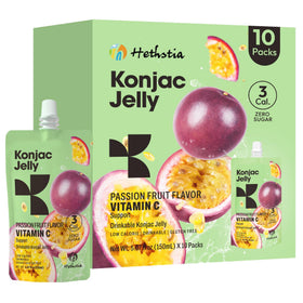 Hethstia Konjac Jelly Passion Fruit packaging front, vibrant and convenient snack option