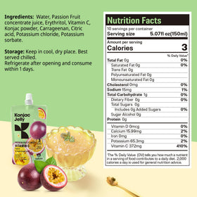 Pouring texture of Hethstia Passion Fruit jelly from a pouch