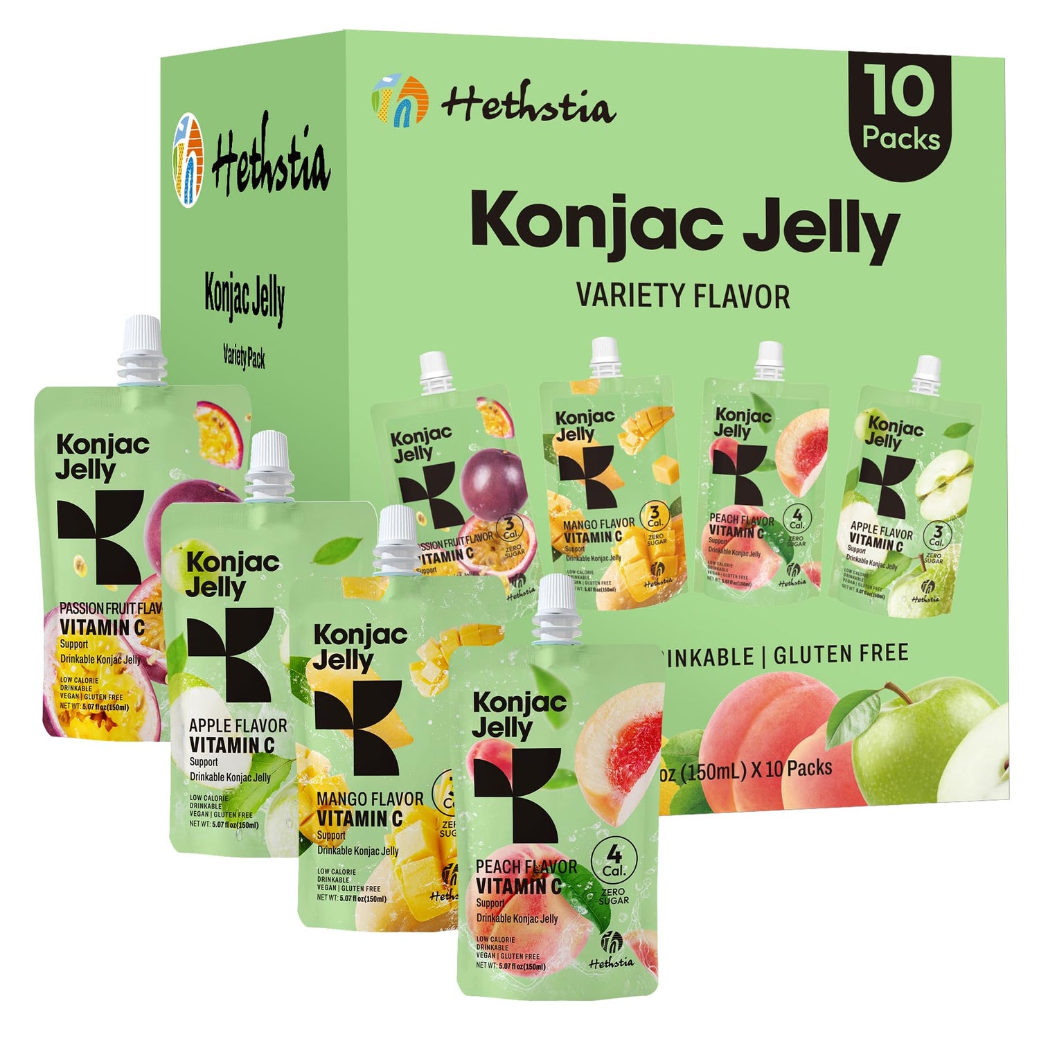 Hethstia Konjac Jelly peach pouch for on-the-go vitamin C.