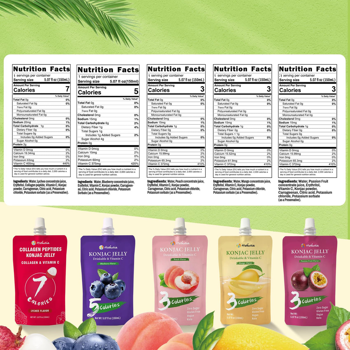 Hethstia Konjac Jelly Blueberry pouch: guilt-free flavor for keto-friendly snacking.