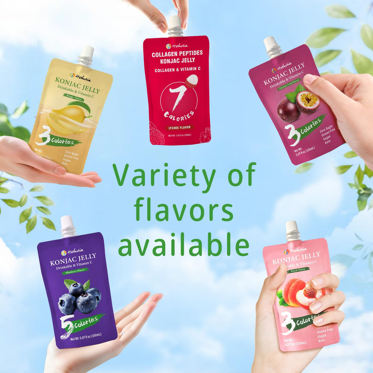 Hethstia Konjac Jelly Variety Pack back: nutrition and ingredients at a glance.