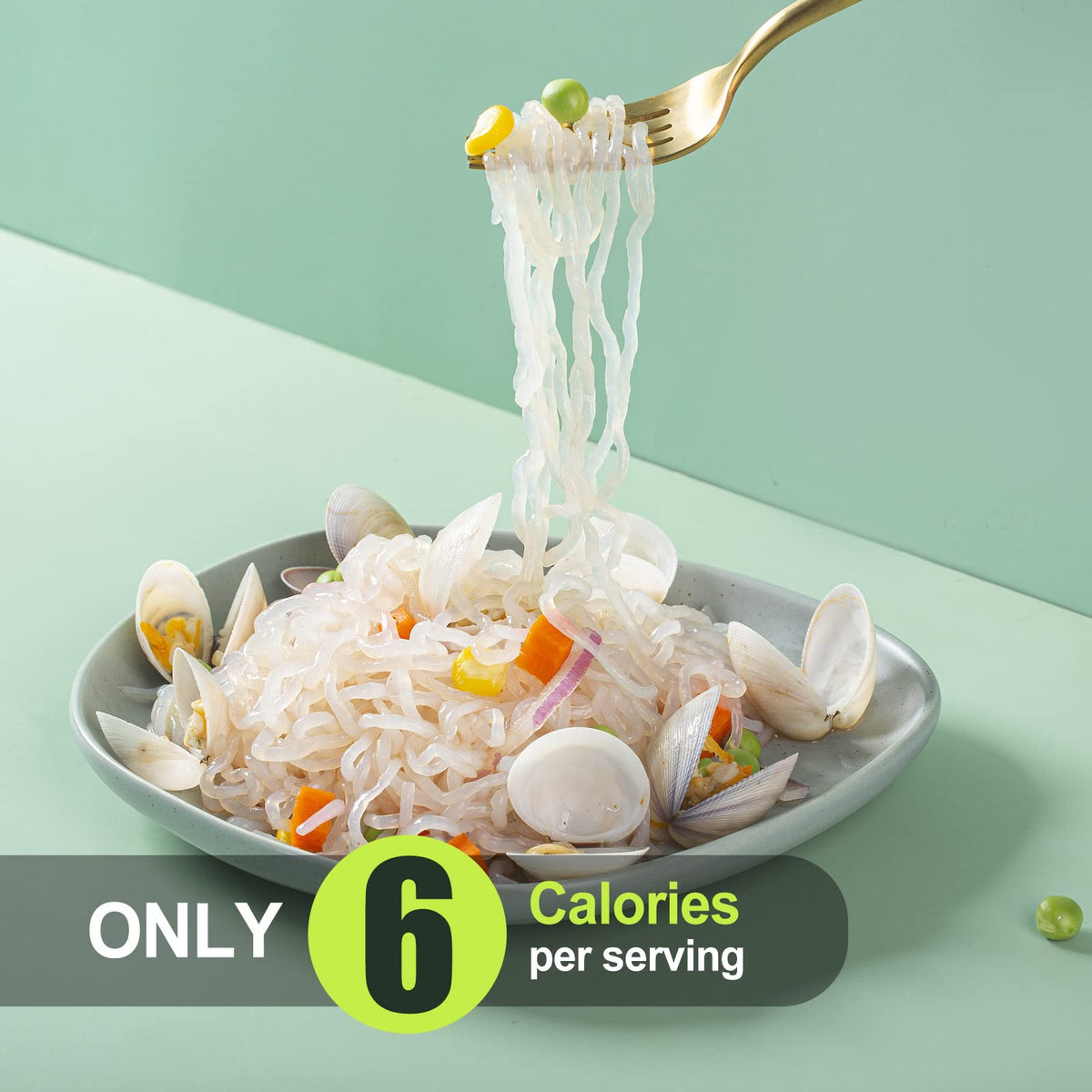 Hethstia Konjac Noodle diet-friendly pack highlights keto, paleo, vegan suitability.
