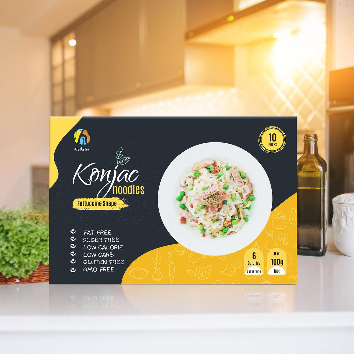 Hethstia Konjac Noodle stir-fry ready for quick meals.