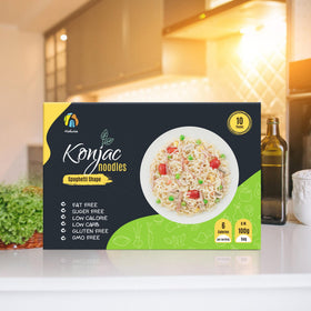 Close-up of chewy texture on Hethstia Konjac Noodles.