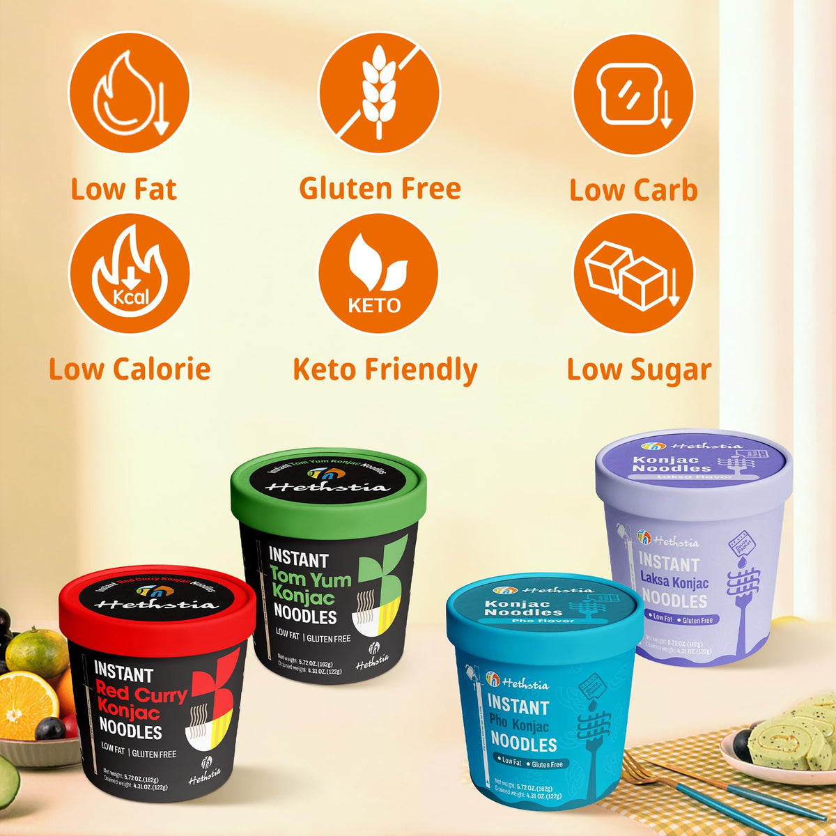 Hethstia Red Curry konjac cup with aromatic flavor in minutes