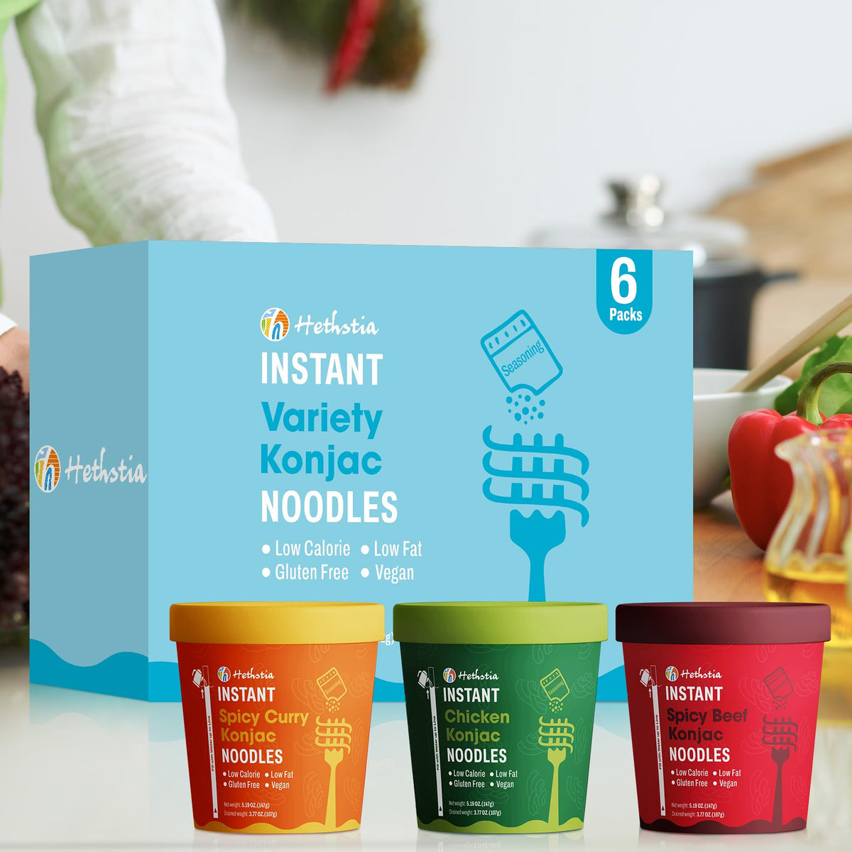 Hethstia Konjac Noodles gift pack perfect for healthy living gifts.