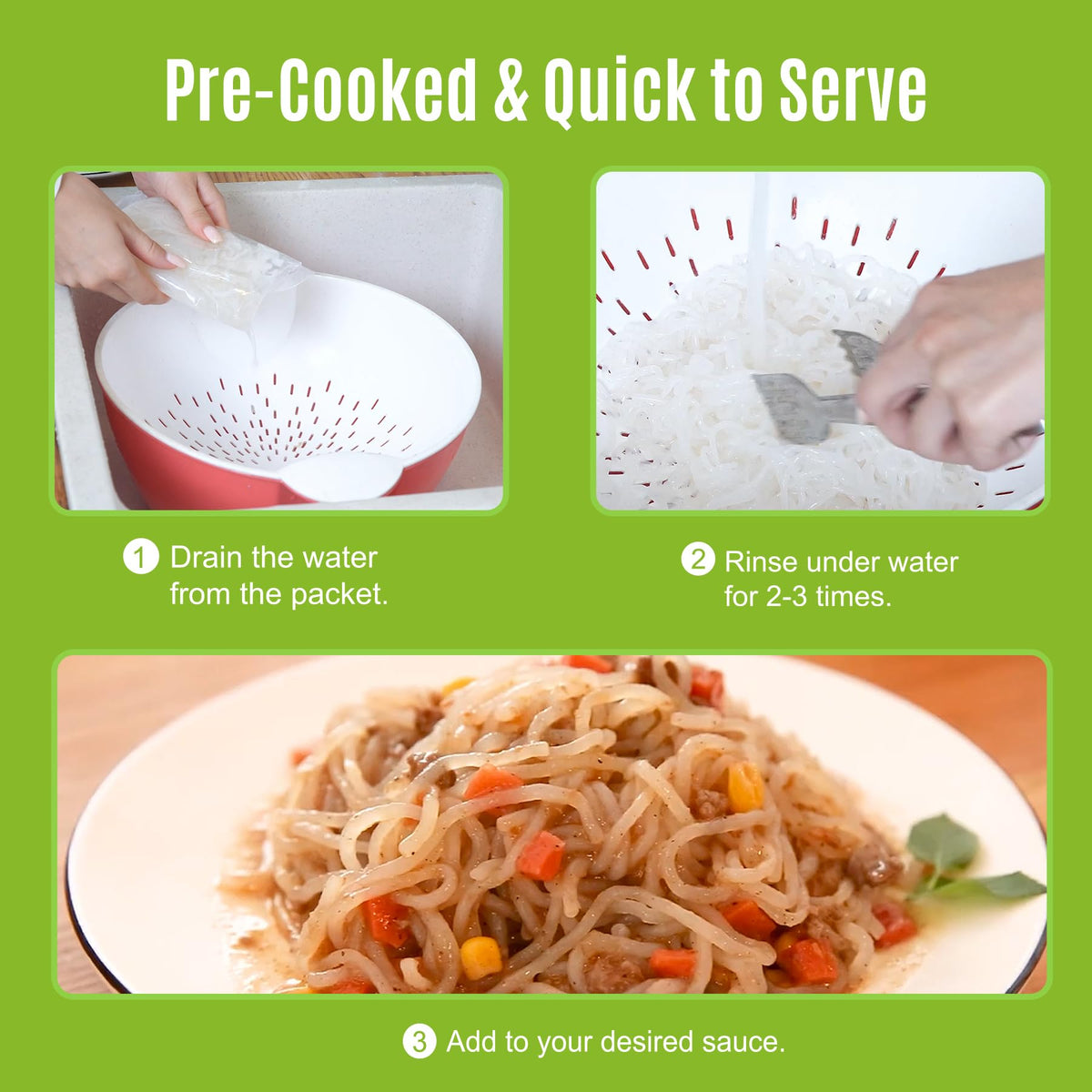 Hethstia Konjac Noodles served as Italian dish, plant-based pasta substitute.