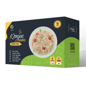 Hethstia Konjac Noodles pack with ten bags for quick low-carb meals.