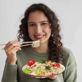 Packaging close-up of Hethstia Konjac Noodles for quality and safety.