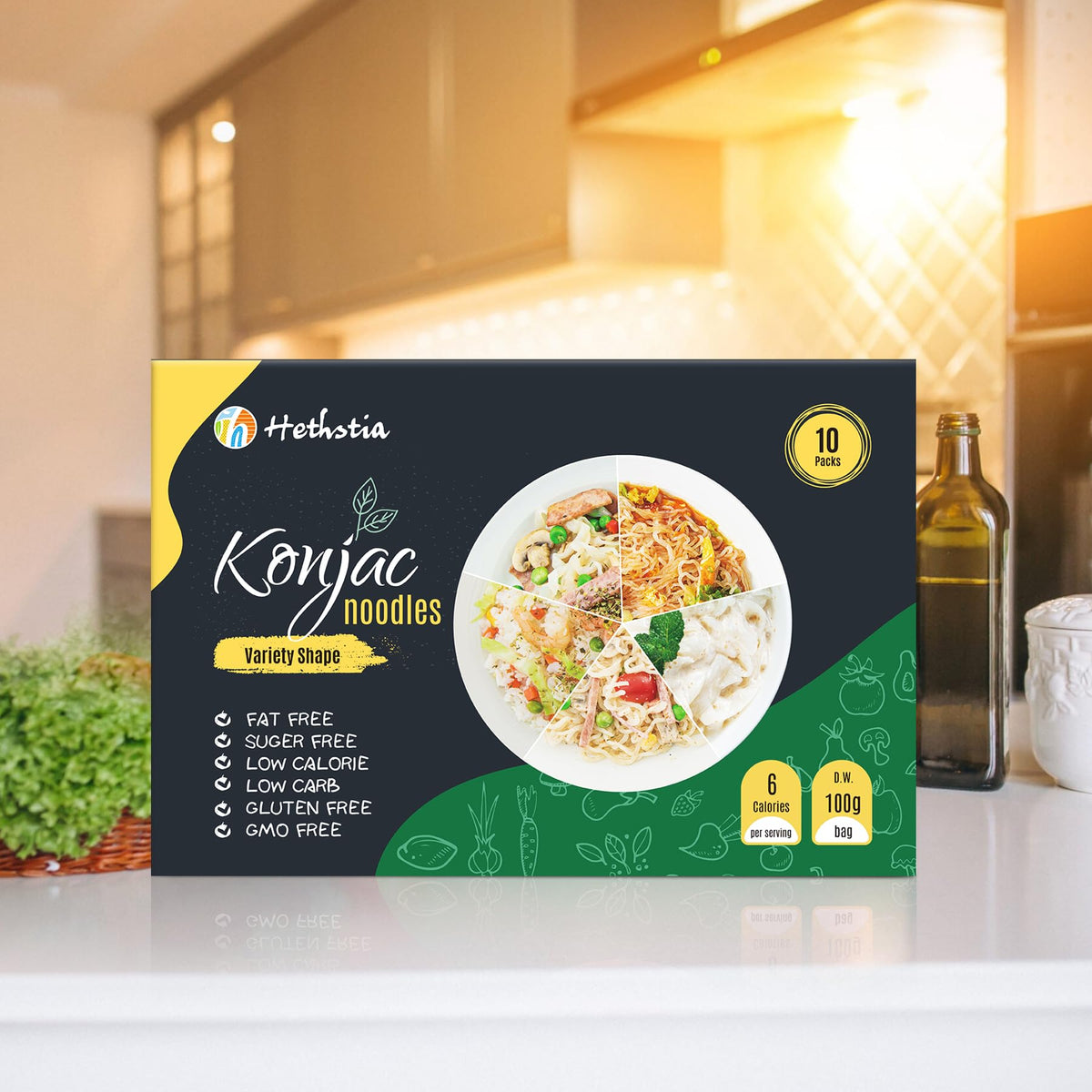 Hethstia konjac noodles ready-to-serve bowl simplifies quick dinners.