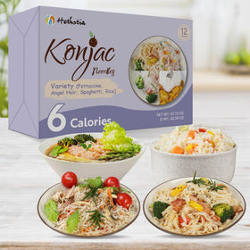 Hethstia Konjac Noodles Variety Pack angel hair shape for delicate, fast meals.