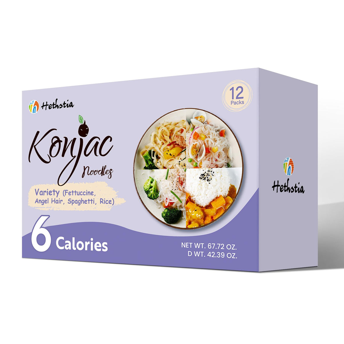 Hethstia Konjac Noodles Variety Pack spaghetti shape for quick, low-calorie meals.