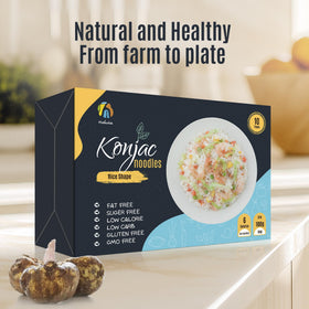 Hethstia Konjac rice glucomannan fiber label highlights high-fiber, low-calorie choice.