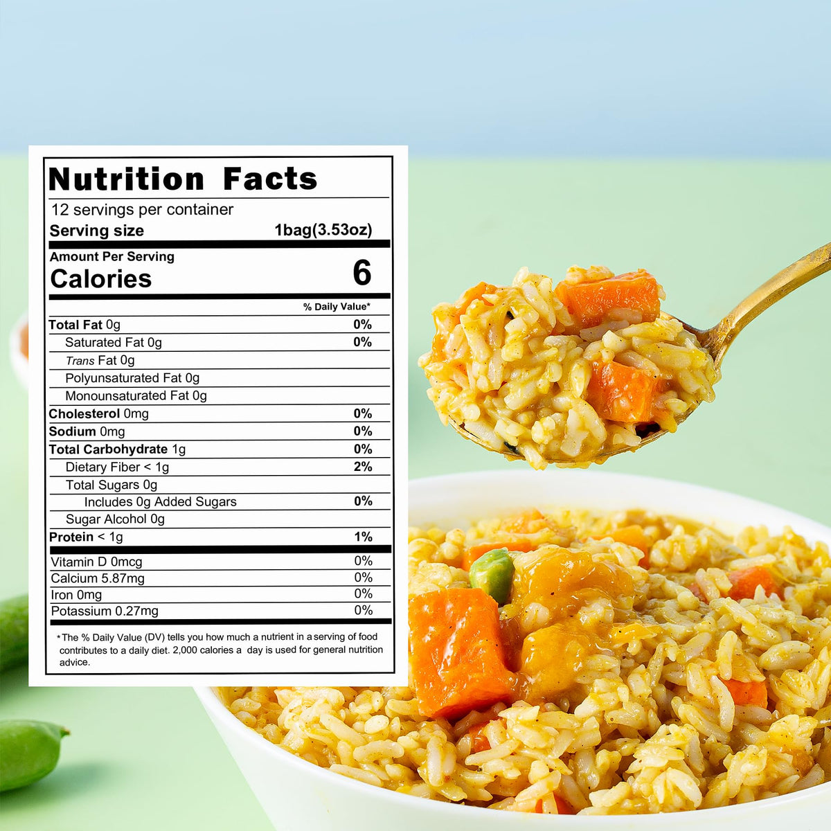 Ready-to-heat serving of Hethstia Konjac Rice plated